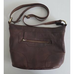 The Leather Store Brown Soft Leather Hobo Frankie Crossbody Zip-Top Bag